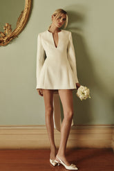 Rosanna Suiting Bow Mini Dress - Ivory